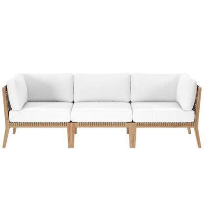 Modway - Clearwater Outdoor Patio Teak Wood Sofa - EEI-6120-GRY-WHI veiw 1