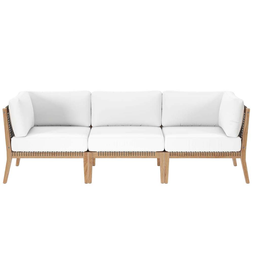 Modway - Clearwater Outdoor Patio Teak Wood Sofa - EEI-6120-GRY-WHI veiw 2