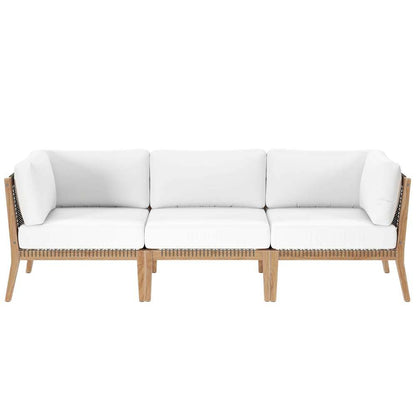 Modway - Clearwater Outdoor Patio Teak Wood Sofa - EEI-6120-GRY-WHI veiw 2