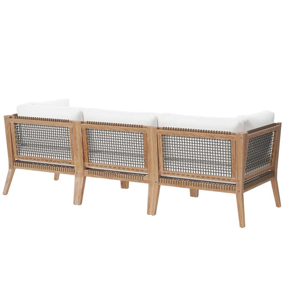 Modway - Clearwater Outdoor Patio Teak Wood Sofa - EEI-6120-GRY-WHI veiw 3