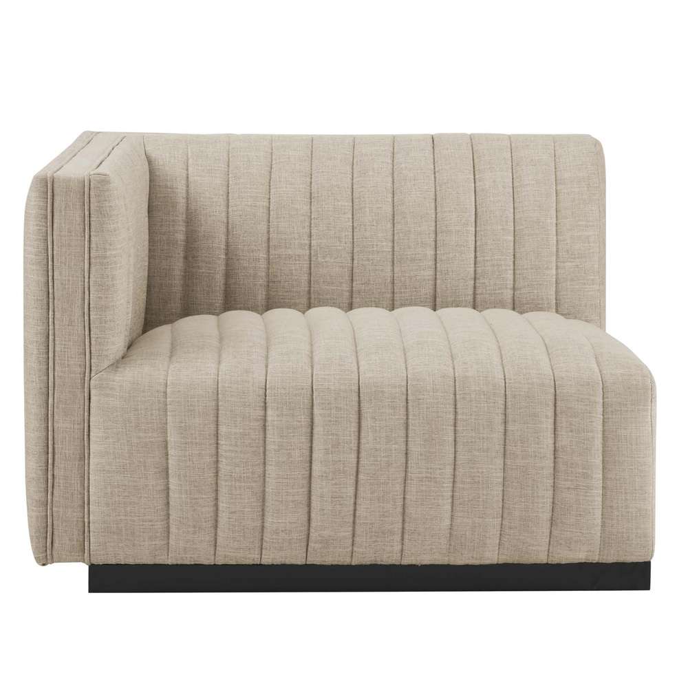 Modway - Conjure Channel Tufted Upholstered Fabric 4-Piece Sectional Sofa - EEI-5788-BLK-BEI veiw 5