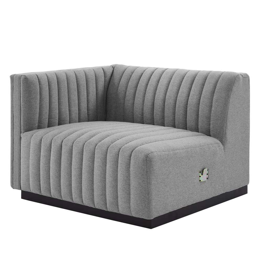 Modway - Conjure Channel Tufted Upholstered Fabric 4-Piece Sectional Sofa - EEI-5788-BLK-LGR veiw 4