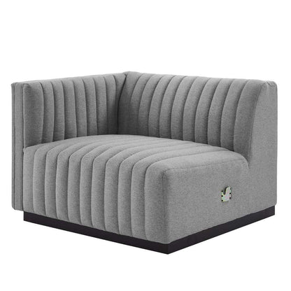 Modway - Conjure Channel Tufted Upholstered Fabric 4-Piece Sectional Sofa - EEI-5788-BLK-LGR veiw 4