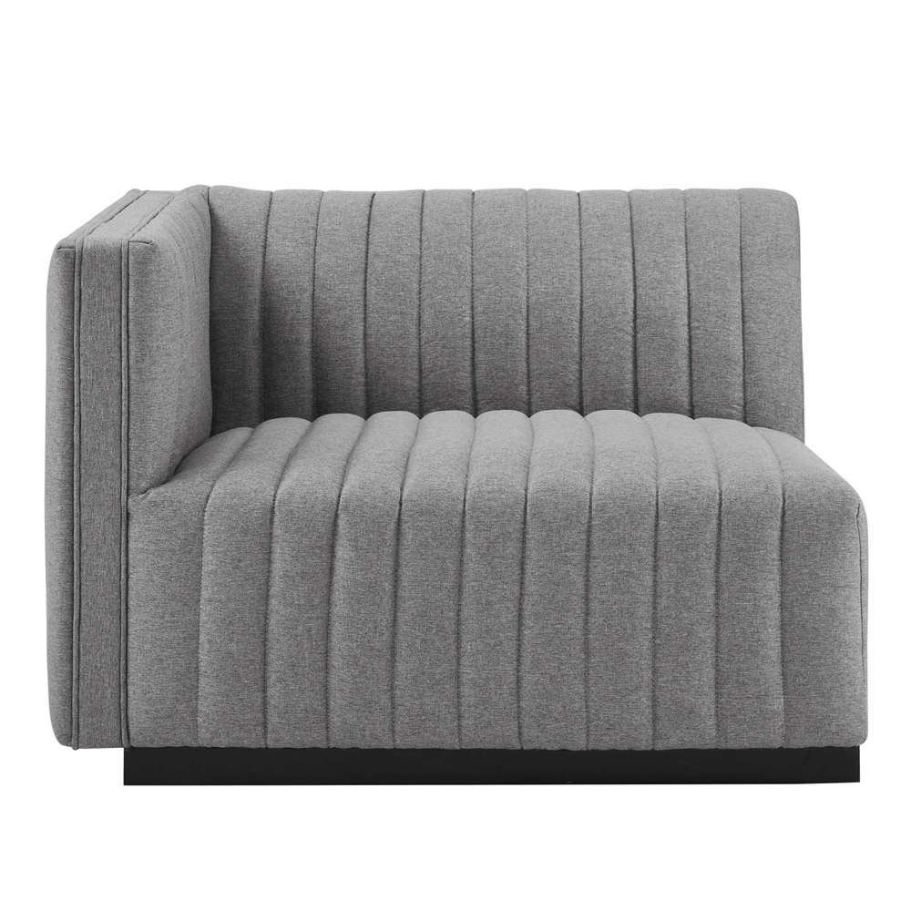 Modway - Conjure Channel Tufted Upholstered Fabric 4-Piece Sectional Sofa - EEI-5788-BLK-LGR veiw 5