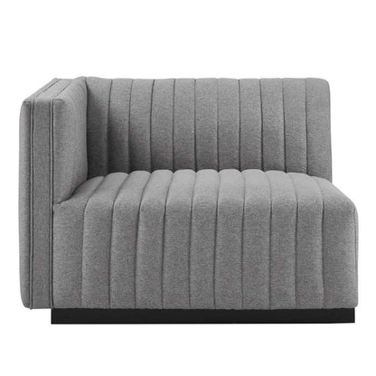 Modway - Conjure Channel Tufted Upholstered Fabric 4-Piece Sectional Sofa - EEI-5788-BLK-LGR veiw 5