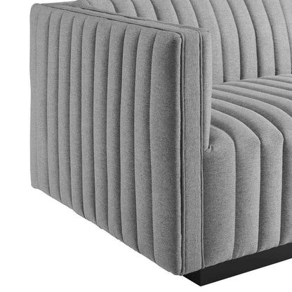 Modway - Conjure Channel Tufted Upholstered Fabric 4-Piece Sectional Sofa - EEI-5788-BLK-LGR veiw 6