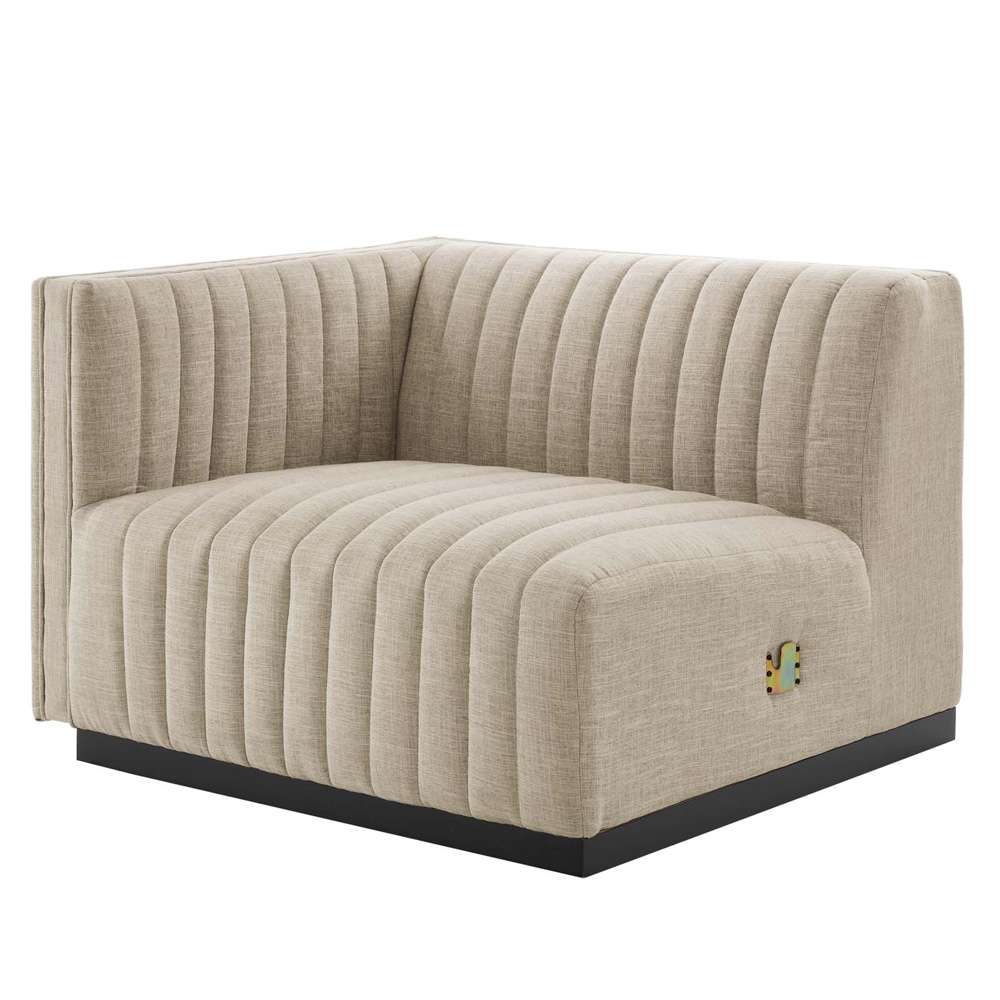 Modway - Conjure Channel Tufted Upholstered Fabric 4-Piece Sofa - EEI-5789-BLK-BEI veiw 4