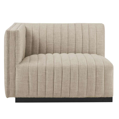 Modway - Conjure Channel Tufted Upholstered Fabric 6-Piece Sectional Sofa in Black Beige - EEI-5790-BLK-BEI veiw 5