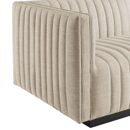 Modway - Conjure Channel Tufted Upholstered Fabric 6-Piece Sectional Sofa in Black Beige - EEI-5790-BLK-BEI veiw 6
