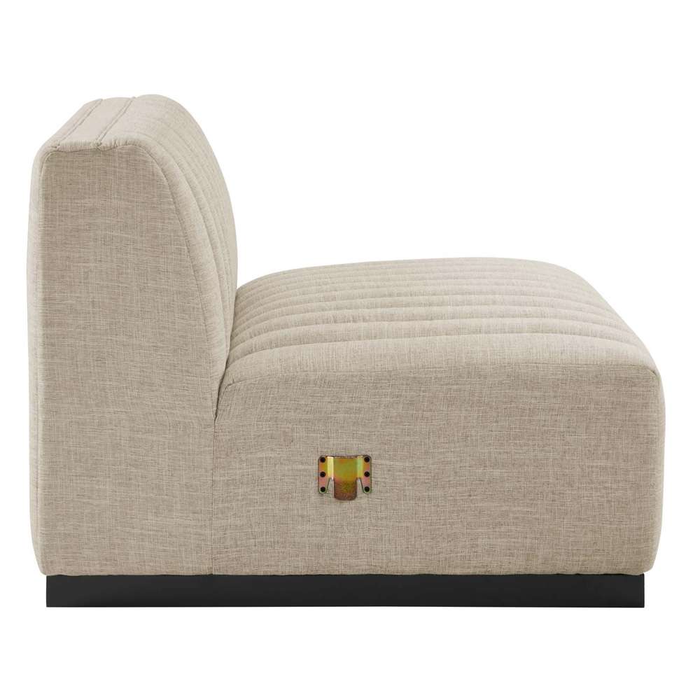Modway - Conjure Channel Tufted Upholstered Fabric Armless Chair - EEI-5495-BLK-BEI veiw 3