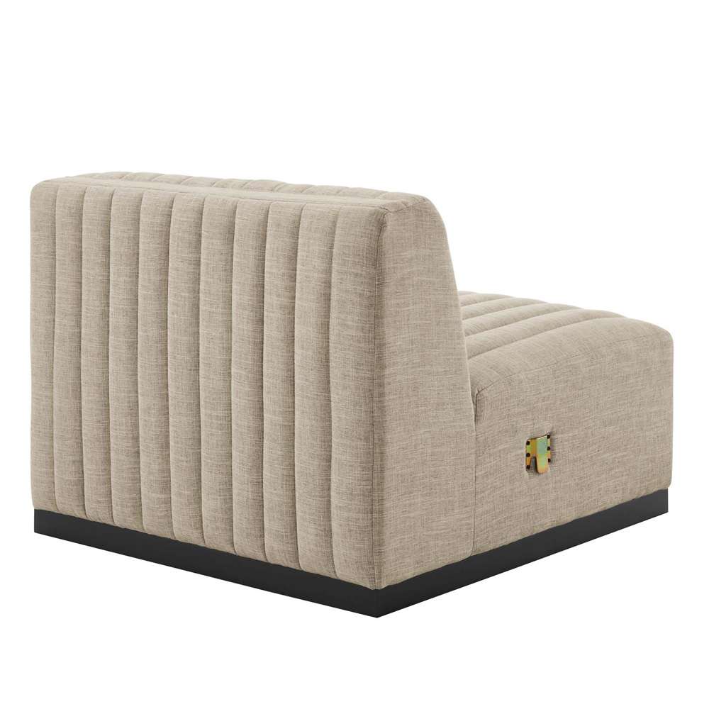 Modway - Conjure Channel Tufted Upholstered Fabric Armless Chair - EEI-5495-BLK-BEI veiw 4