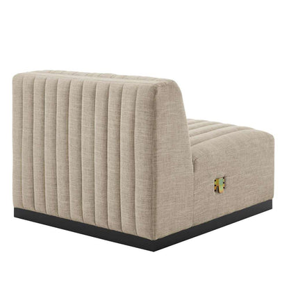 Modway - Conjure Channel Tufted Upholstered Fabric Armless Chair - EEI-5495-BLK-BEI veiw 4