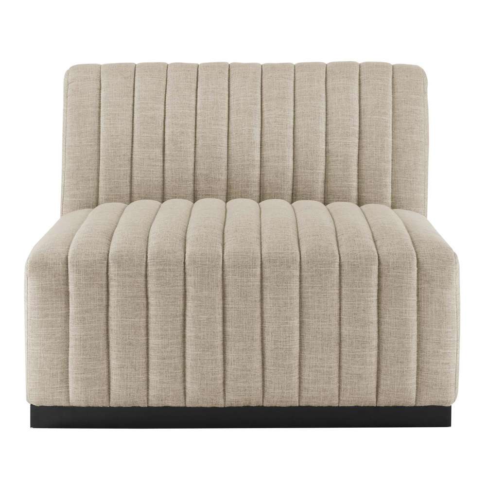 Modway - Conjure Channel Tufted Upholstered Fabric Armless Chair - EEI-5495-BLK-BEI veiw 5