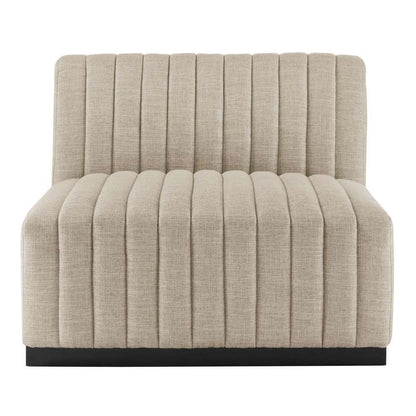 Modway - Conjure Channel Tufted Upholstered Fabric Armless Chair - EEI-5495-BLK-BEI veiw 5