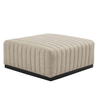 Modway - Conjure Channel Tufted Upholstered Fabric Ottoman - EEI-5501-BLK-BEI veiw 1