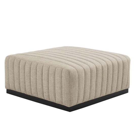 Modway - Conjure Channel Tufted Upholstered Fabric Ottoman - EEI-5501-BLK-BEI veiw 1