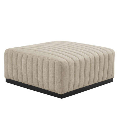 Modway - Conjure Channel Tufted Upholstered Fabric Ottoman - EEI-5501-BLK-BEI veiw 2