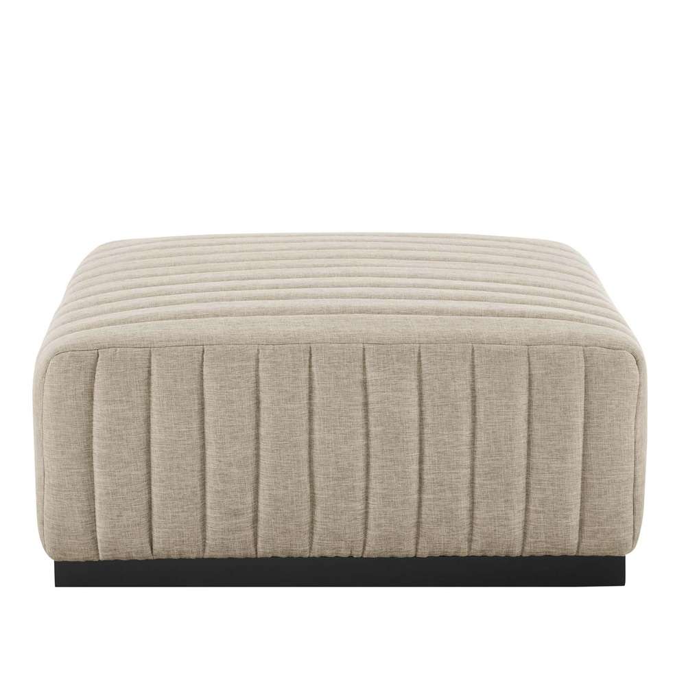 Modway - Conjure Channel Tufted Upholstered Fabric Ottoman - EEI-5501-BLK-BEI veiw 3