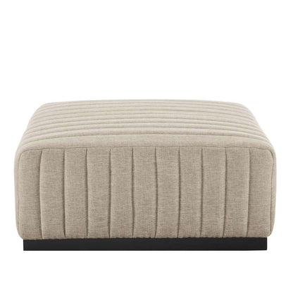 Modway - Conjure Channel Tufted Upholstered Fabric Ottoman - EEI-5501-BLK-BEI veiw 3
