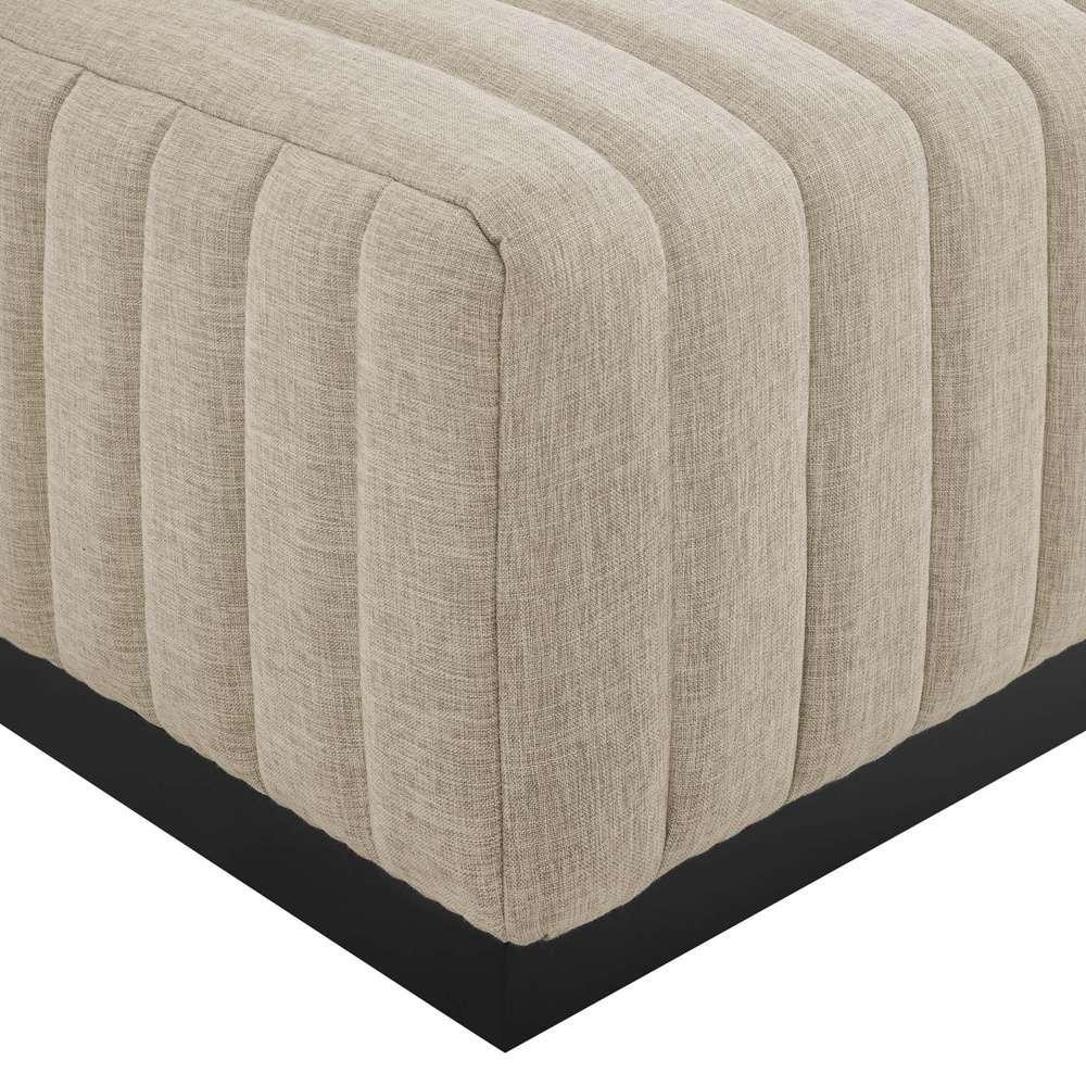 Modway - Conjure Channel Tufted Upholstered Fabric Ottoman - EEI-5501-BLK-BEI veiw 4