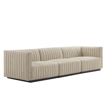 Modway - Conjure Channel Tufted Upholstered Fabric Sofa - EEI-5787-BLK-BEI veiw 2
