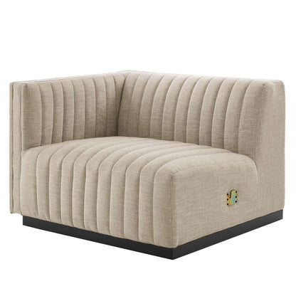 Modway - Conjure Channel Tufted Upholstered Fabric Sofa - EEI-5787-BLK-BEI veiw 4