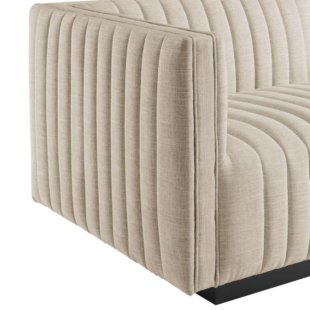 Modway - Conjure Channel Tufted Upholstered Fabric Sofa - EEI-5787-BLK-BEI veiw 6