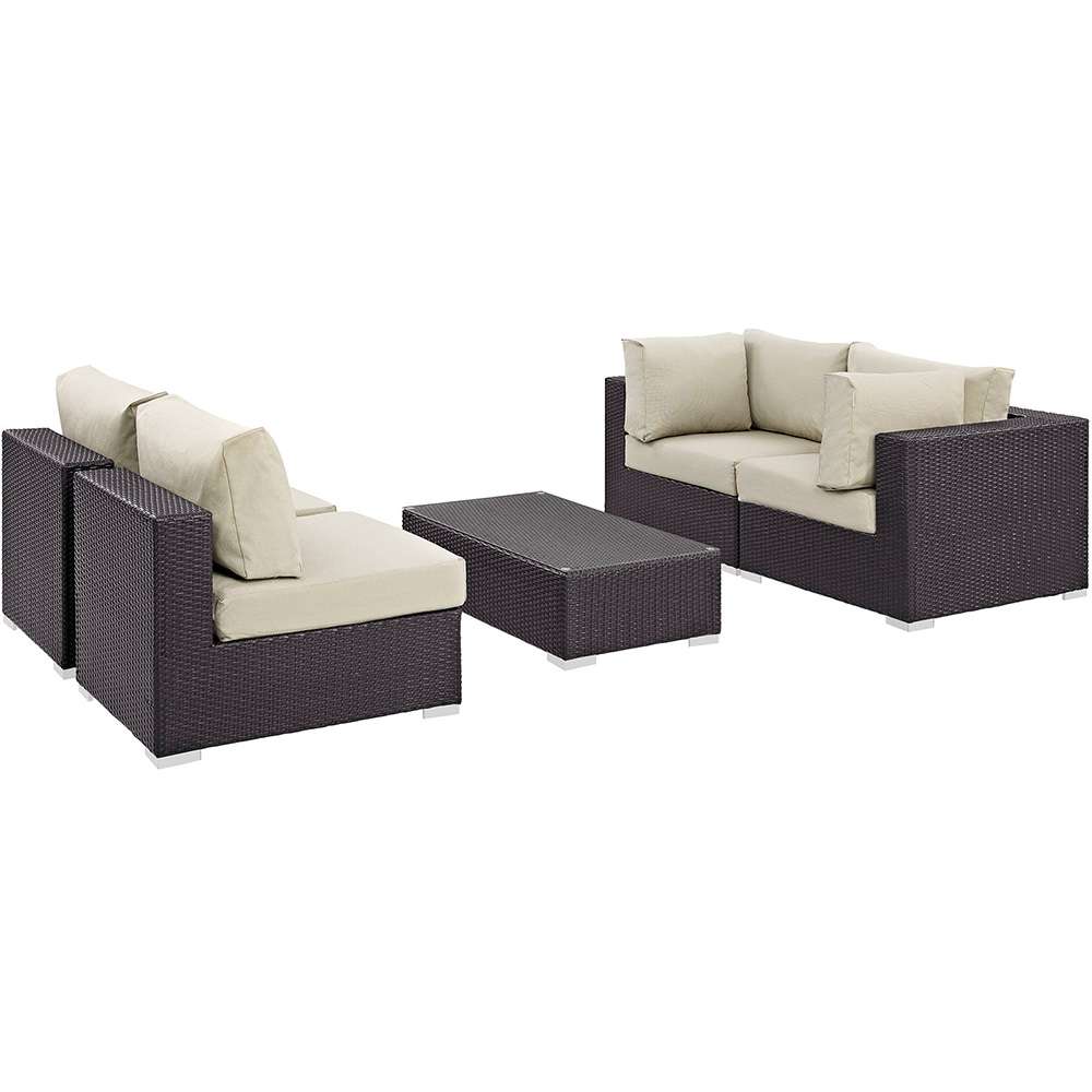 Modway - Convene 5 Piece Outdoor Patio Sectional Set - EEI-2163-EXP-BEI-SET veiw 1