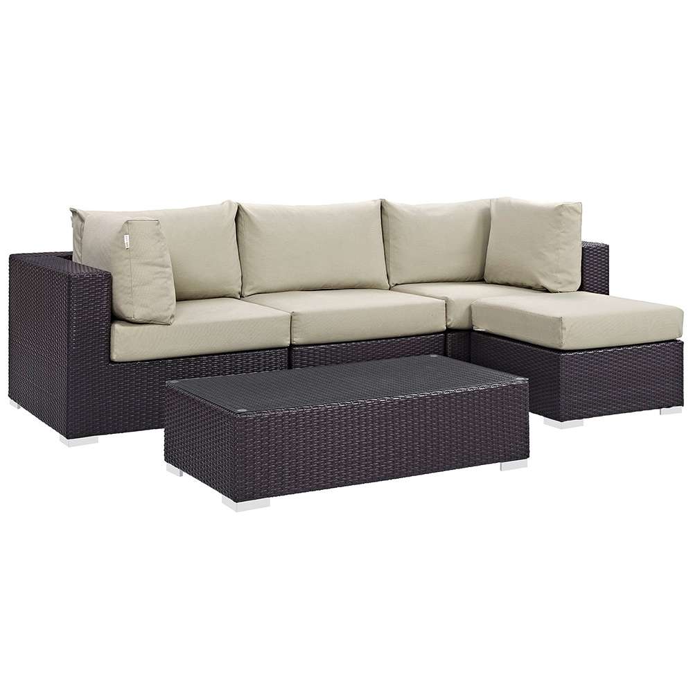 Modway - Convene 5 Piece Outdoor Patio Sectional Set - EEI-2172-EXP-BEI-SET veiw 1