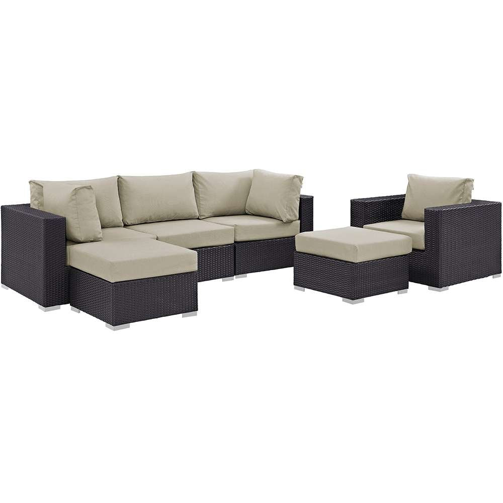 Modway - Convene 6 Piece Outdoor Patio Sectional Set - EEI-2207-EXP-BEI-SET veiw 1