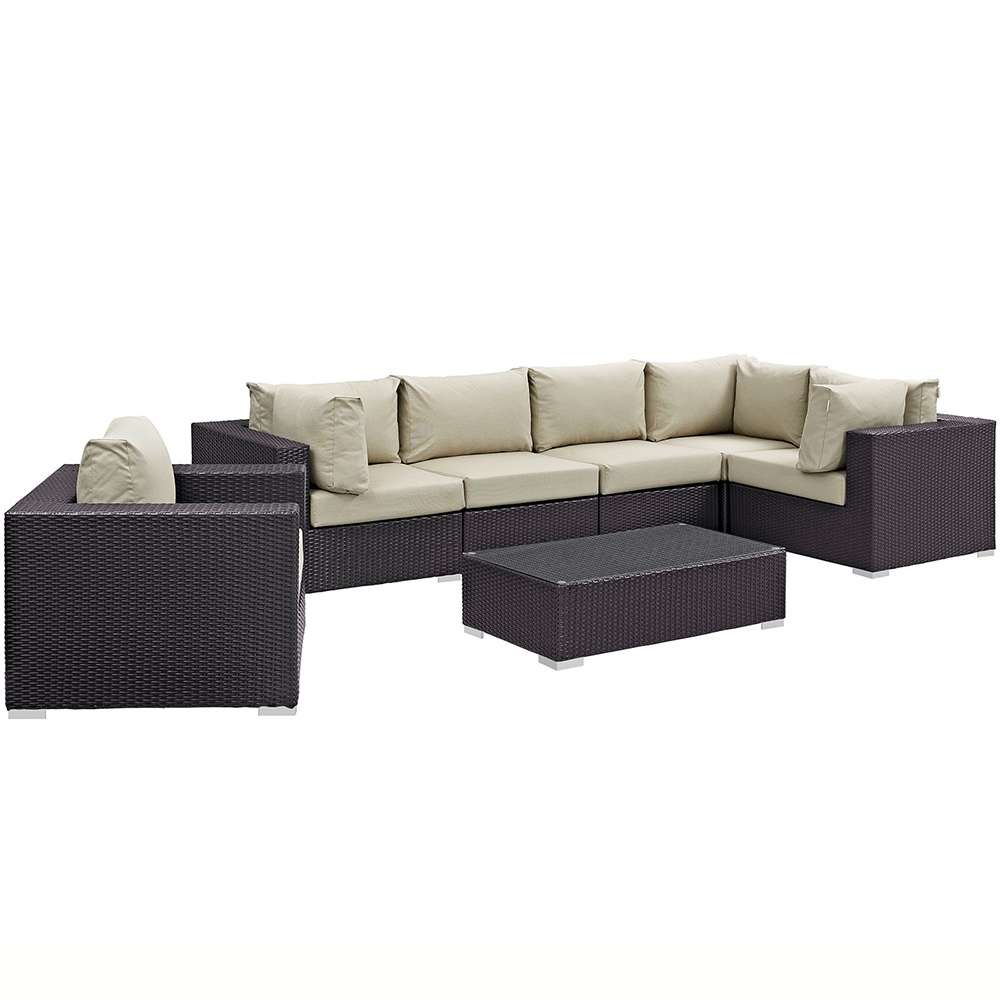 Modway - Convene 7 Piece Outdoor Patio Sectional Set - EEI-2157-EXP-BEI-SET veiw 1