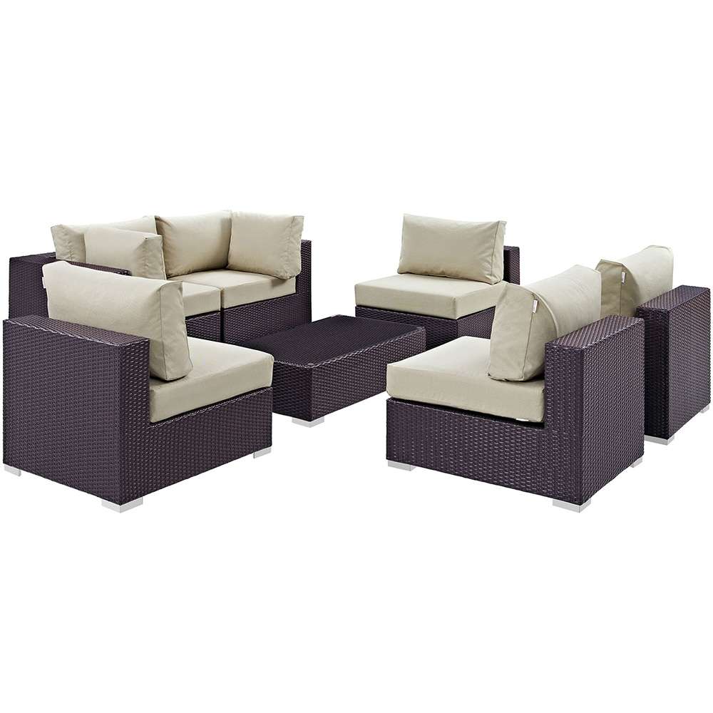 Modway - Convene 7 Piece Outdoor Patio Sectional Set - EEI-2164-EXP-BEI-SET veiw 1