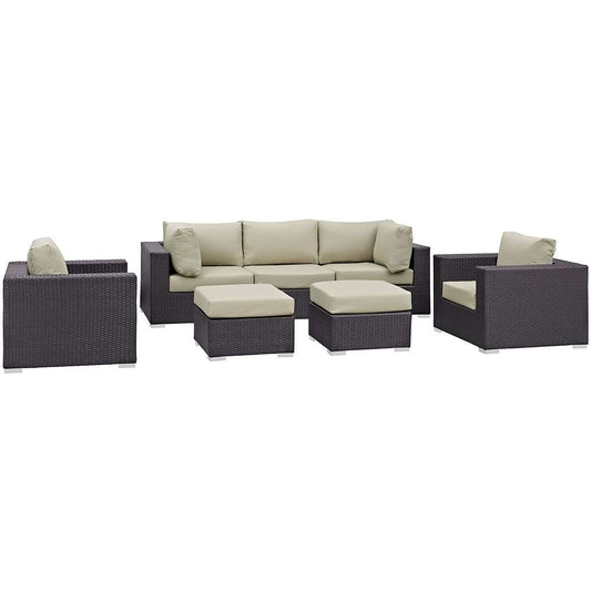 Modway - Convene 7 Piece Outdoor Patio Sectional Set - EEI-2200-EXP-BEI-SET veiw 1