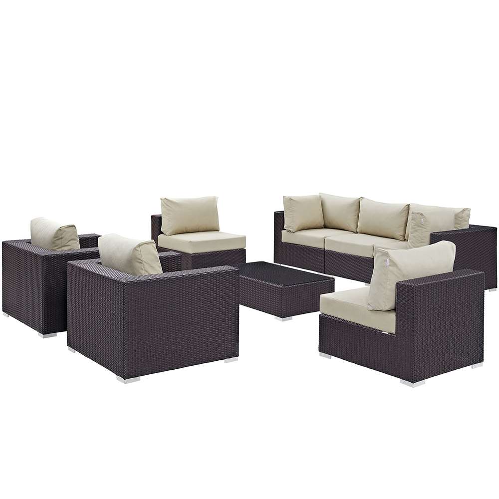 Modway - Convene 8 Piece Outdoor Patio Sectional Set - EEI-2203-EXP-BEI-SET veiw 1