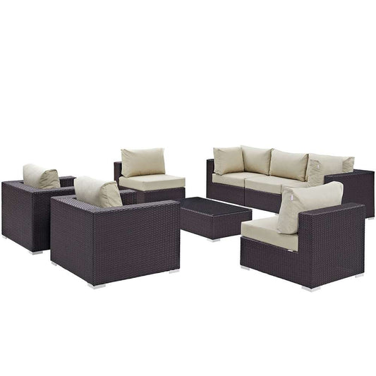 Modway - Convene 8 Piece Outdoor Patio Sectional Set - EEI-2203-EXP-BEI-SET veiw 1