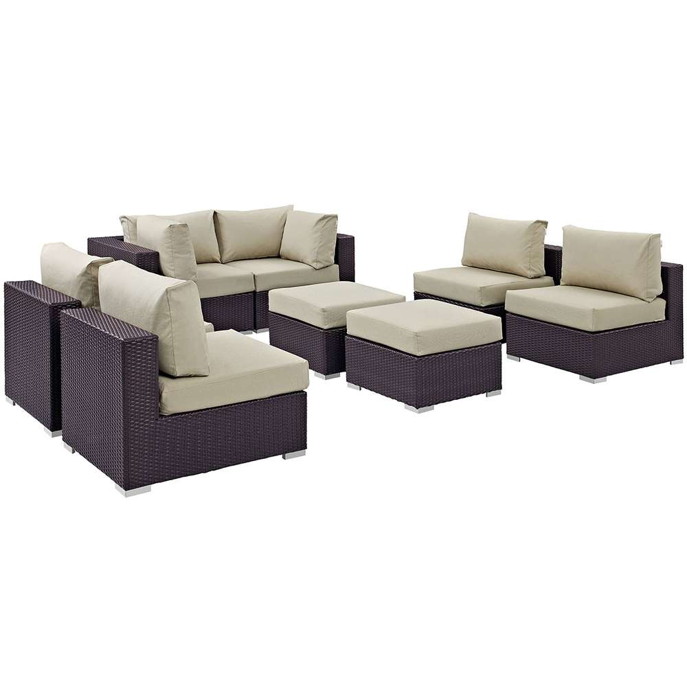 Modway - Convene 8 Piece Outdoor Patio Sectional Set - EEI-2204-EXP-BEI-SET veiw 1