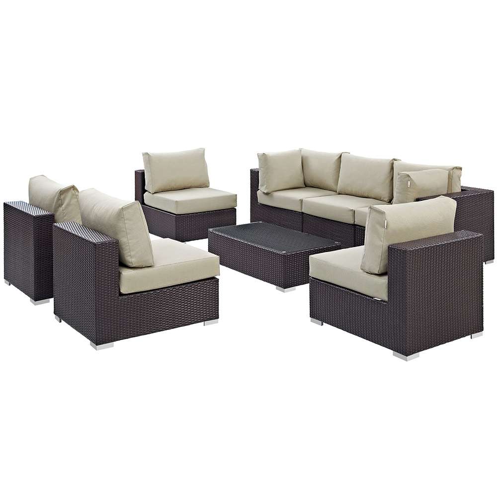 Modway - Convene 8 Piece Outdoor Patio Sectional Set - EEI-2205-EXP-BEI-SET veiw 1