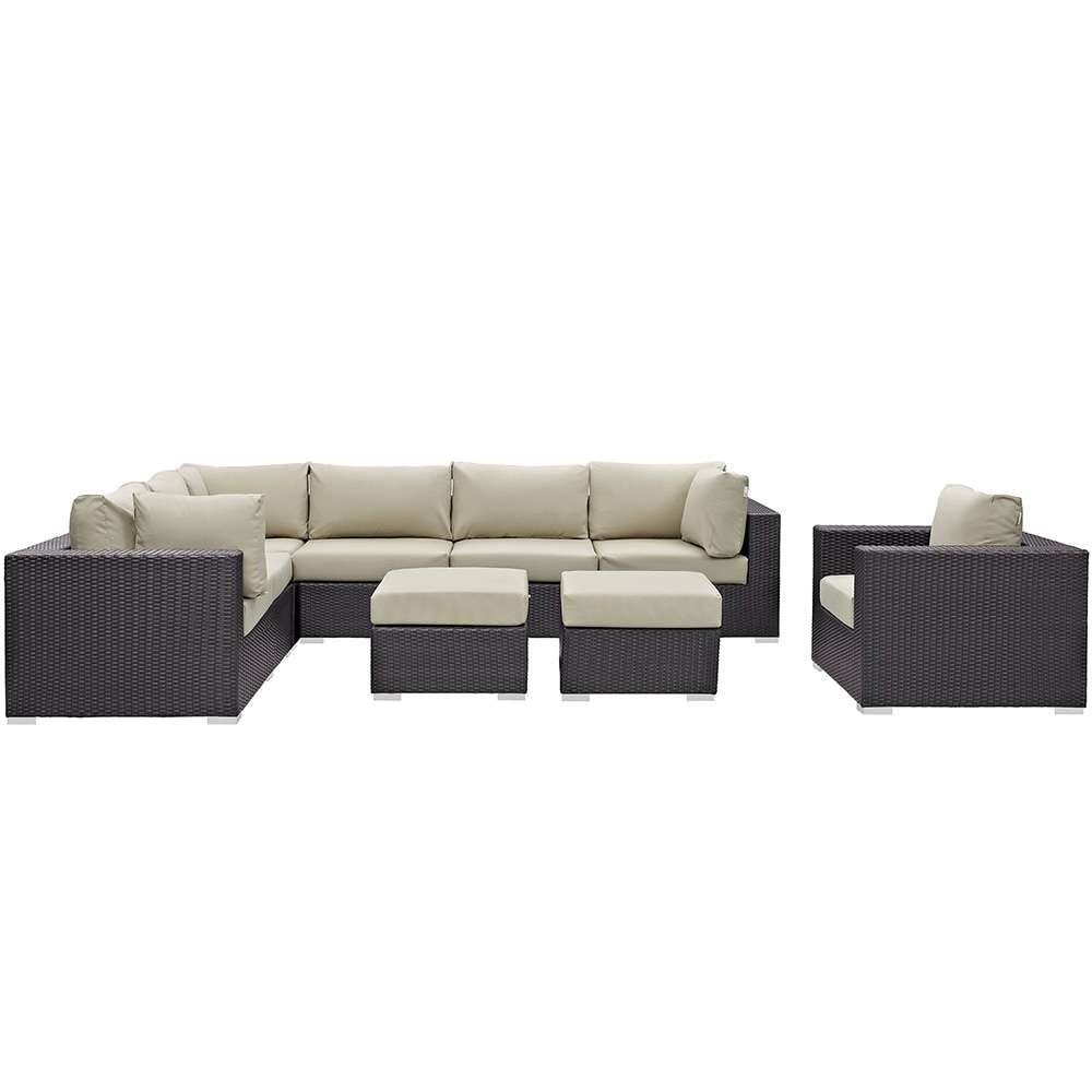Modway - Convene 9 Piece Outdoor Patio Sectional Set - EEI-2208-EXP-BEI-SET veiw 1