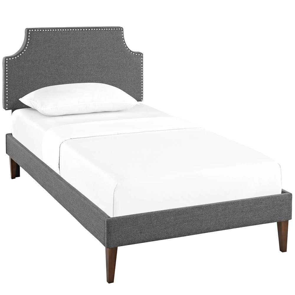 Modway - Corene Twin Fabric Platform Bed with Squared Tapered Legs - MOD-5951-GRY veiw 2