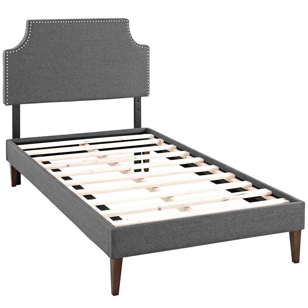 Modway - Corene Twin Fabric Platform Bed with Squared Tapered Legs - MOD-5951-GRY veiw 3