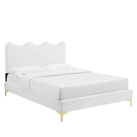 Modway - Current Performance Velvet Full Platform Bed - MOD-6730-WHI veiw 1