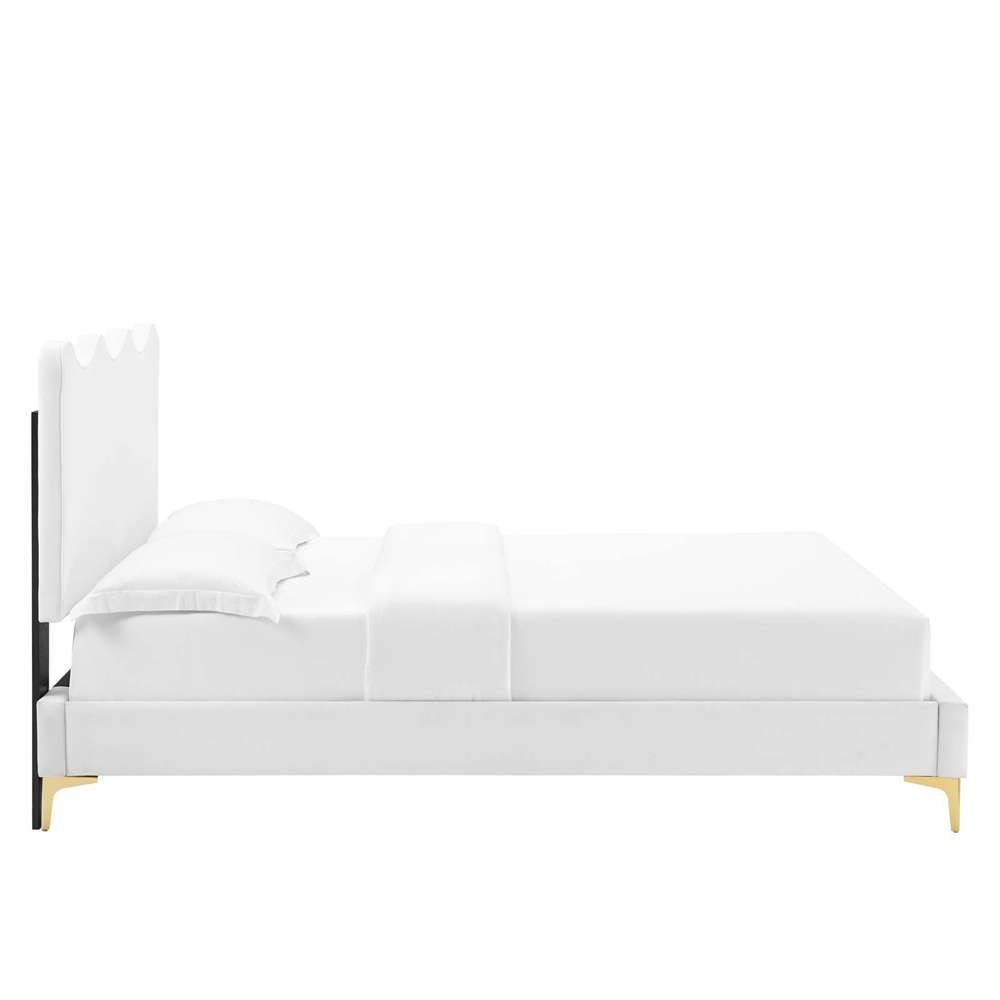 Modway - Current Performance Velvet Full Platform Bed - MOD-6730-WHI veiw 3