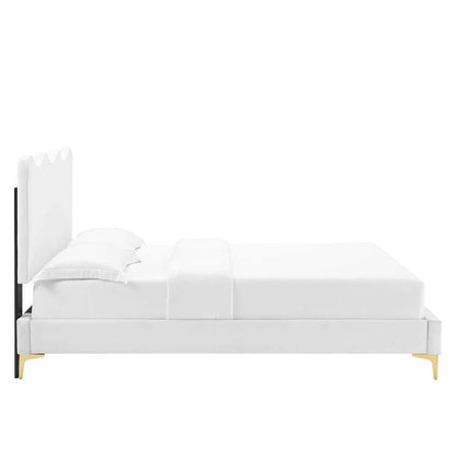Modway - Current Performance Velvet Full Platform Bed - MOD-6730-WHI veiw 3