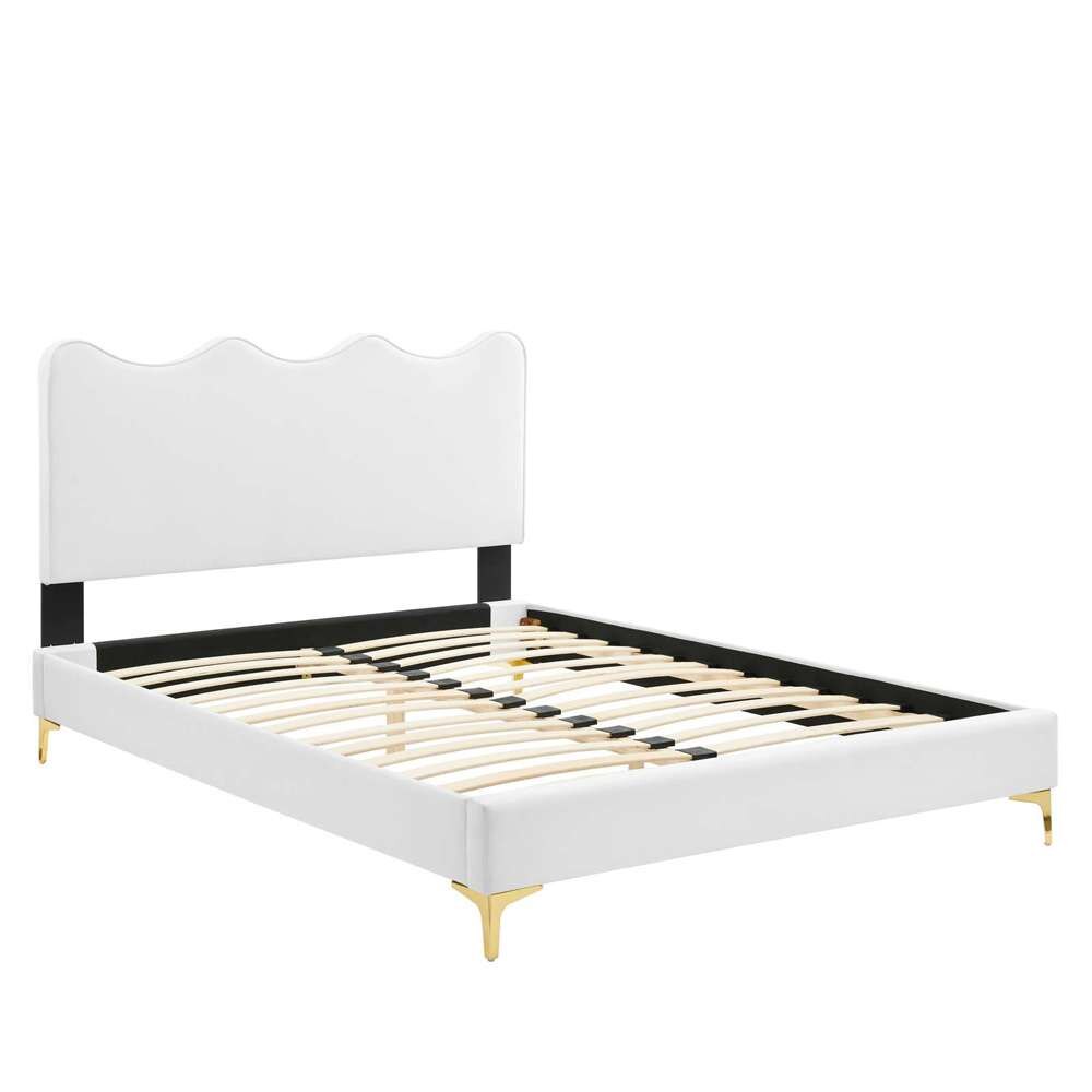 Modway - Current Performance Velvet Full Platform Bed - MOD-6730-WHI veiw 4