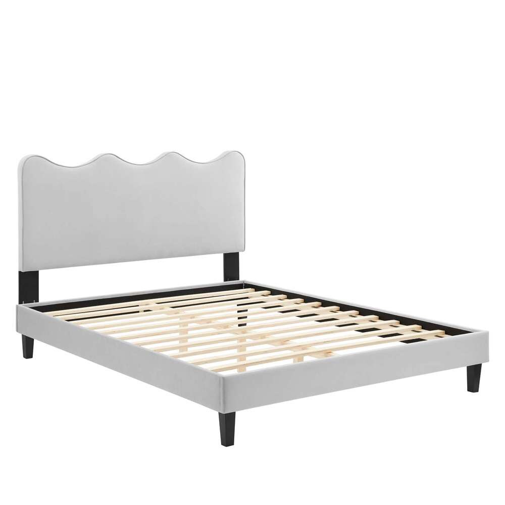 Modway - Current Performance Velvet King Platform Bed - MOD-6738-LGR veiw 4