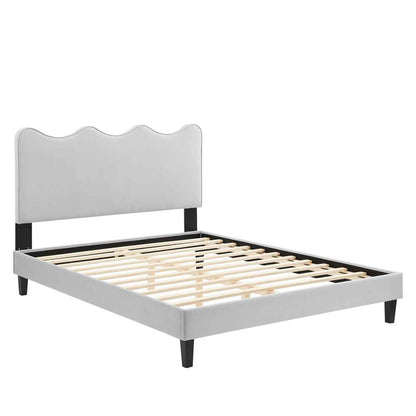 Modway - Current Performance Velvet King Platform Bed - MOD-6738-LGR veiw 4