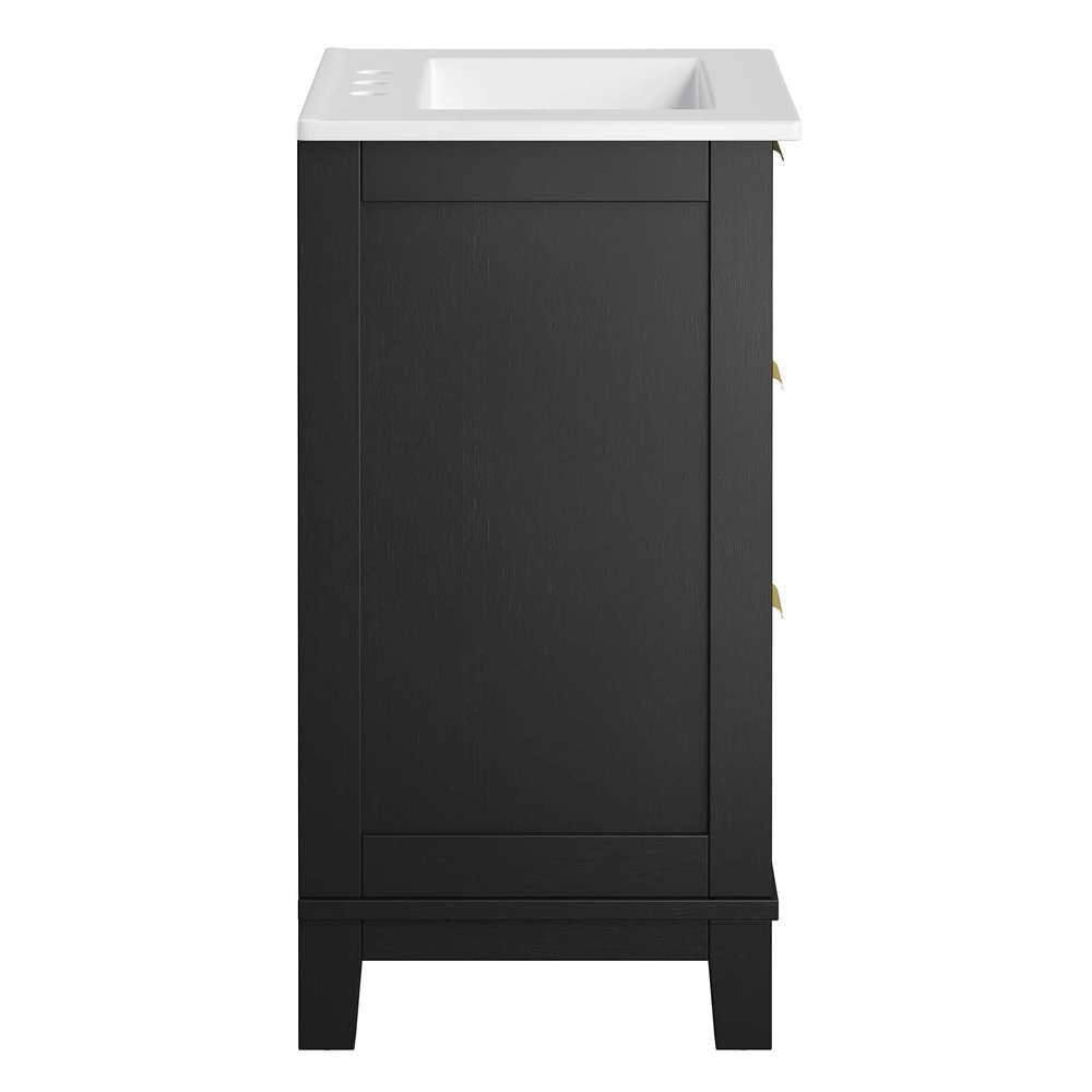 Modway - Dixie 24in Solid Wood Bathroom Vanity - EEI-6723-BLK-WHI veiw 3