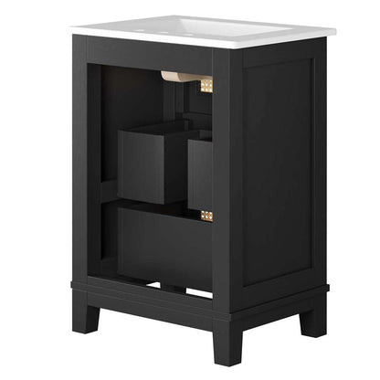 Modway - Dixie 24in Solid Wood Bathroom Vanity - EEI-6723-BLK-WHI veiw 4