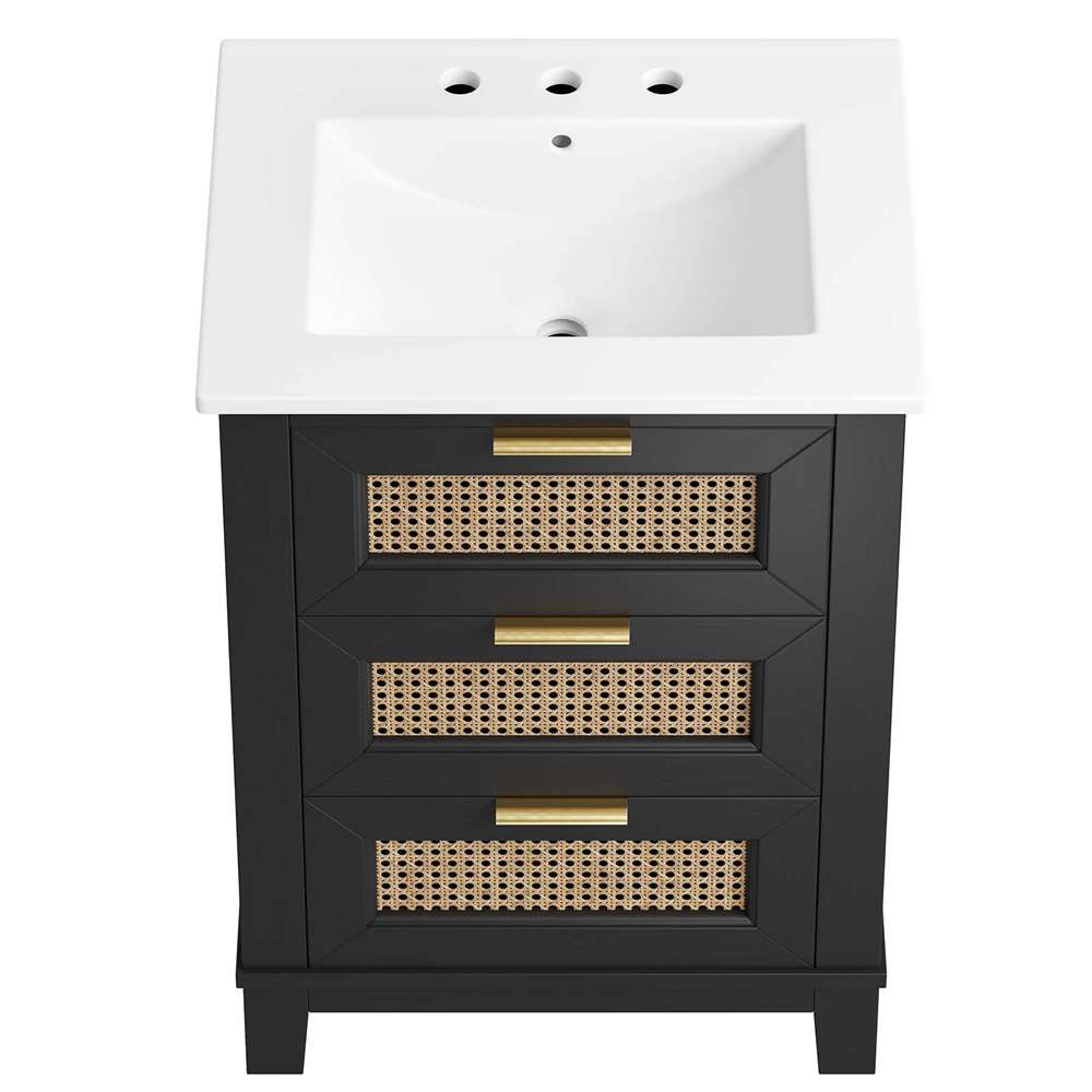 Modway - Dixie 24in Solid Wood Bathroom Vanity - EEI-6723-BLK-WHI veiw 6