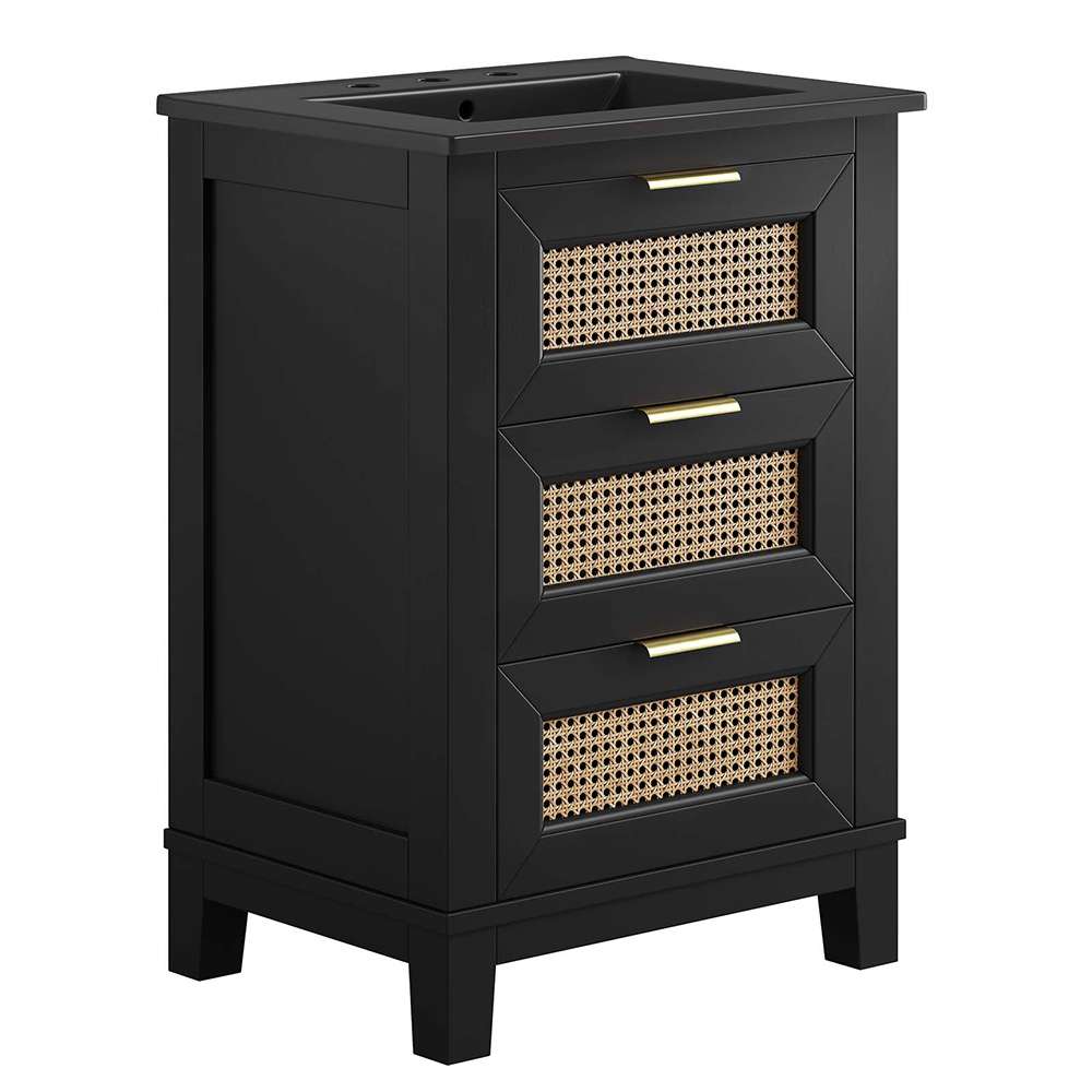 Modway - Dixie 24in Solid Wood Bathroom Vanity Cabinet - EEI-6724-BLK-BLK veiw 1